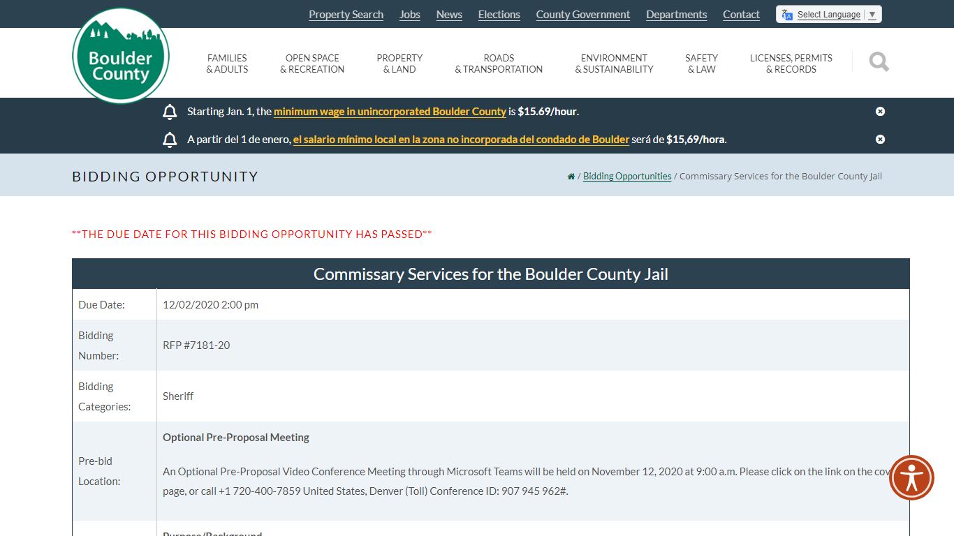 Commissary Services for the Boulder County Jail